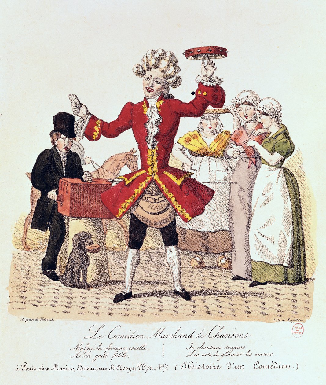 The Street Singer, kaiverrus Alois Senefelder (1771-1834) tekijältä Auguste de Valmont