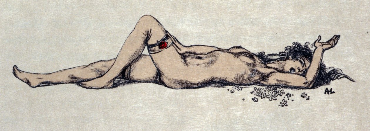 Alaston nainen makaa alas tekijältä Auguste (after) Leroux