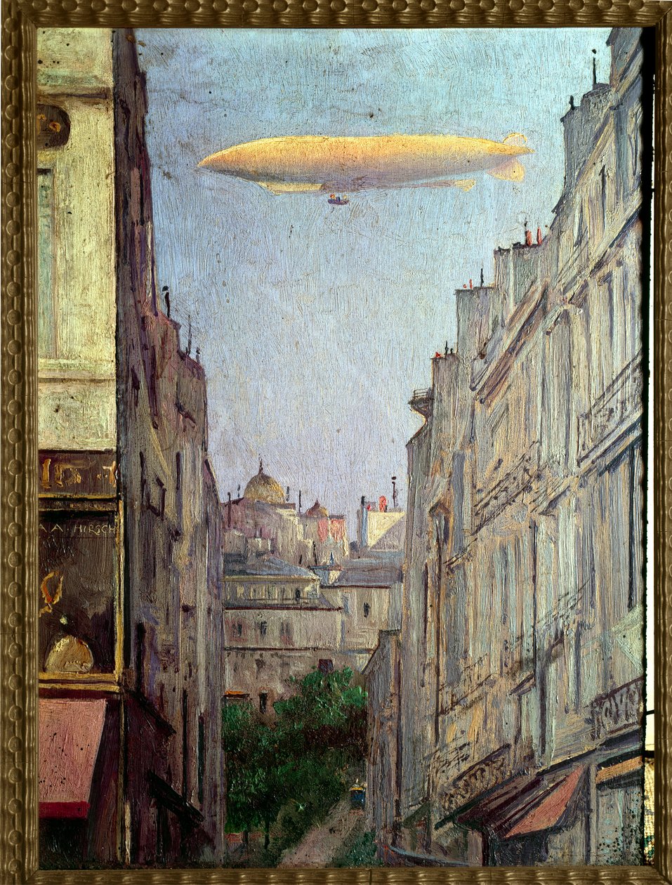 Ilmalaivatasavalta”” Pariisin yllä vuonna 1909”” Auguste Alexandre Hirschin (1833-1912) maalaus 1909 Yksityinen kokoelma tekijältä Auguste Alexandre Hirsch