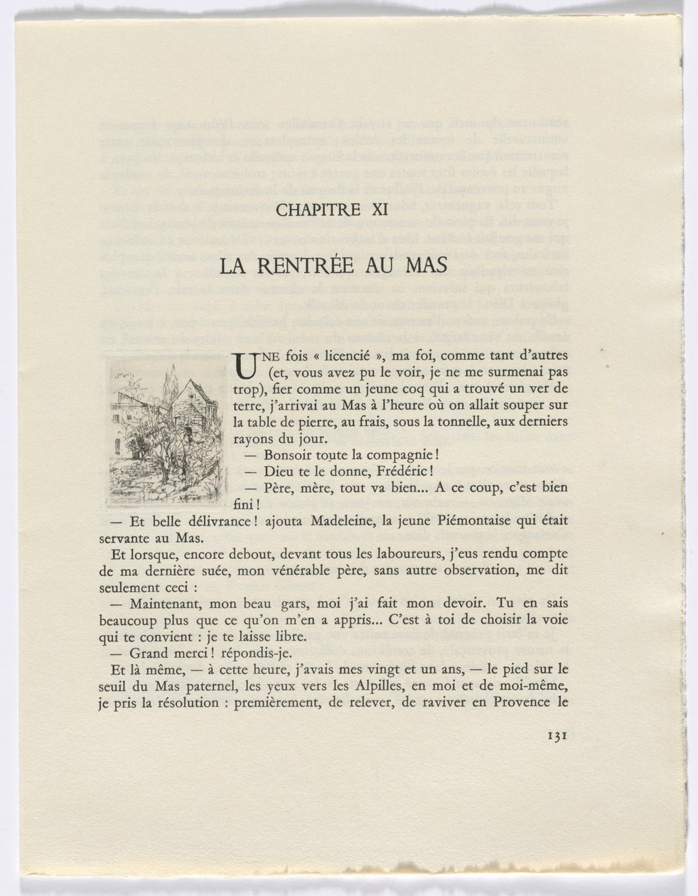 Frédéric Mistral: Mémoires et Recits by Frédéric Mistral: rakennukset ja puut (sivu 131) tekijältä Auguste Brouet
