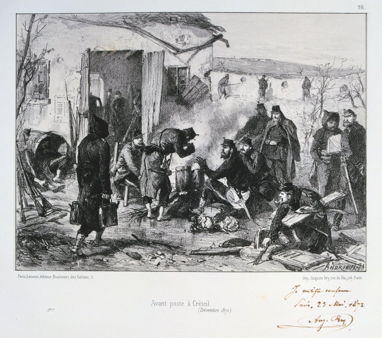 Ranskan edistynyt vartioasema Creteilissä, Pariisin piiritys, Ranskan ja Preussin sota, joulukuu 1870 1872 tekijältä Auguste Bry
