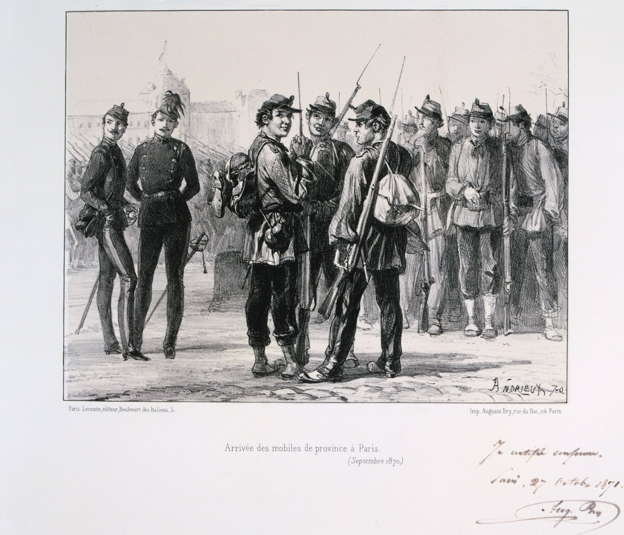 Provinsseista saapuvat joukot Pariisiin ennen Preussin piiritystä, syyskuu 1870 1871 tekijältä Auguste Bry
