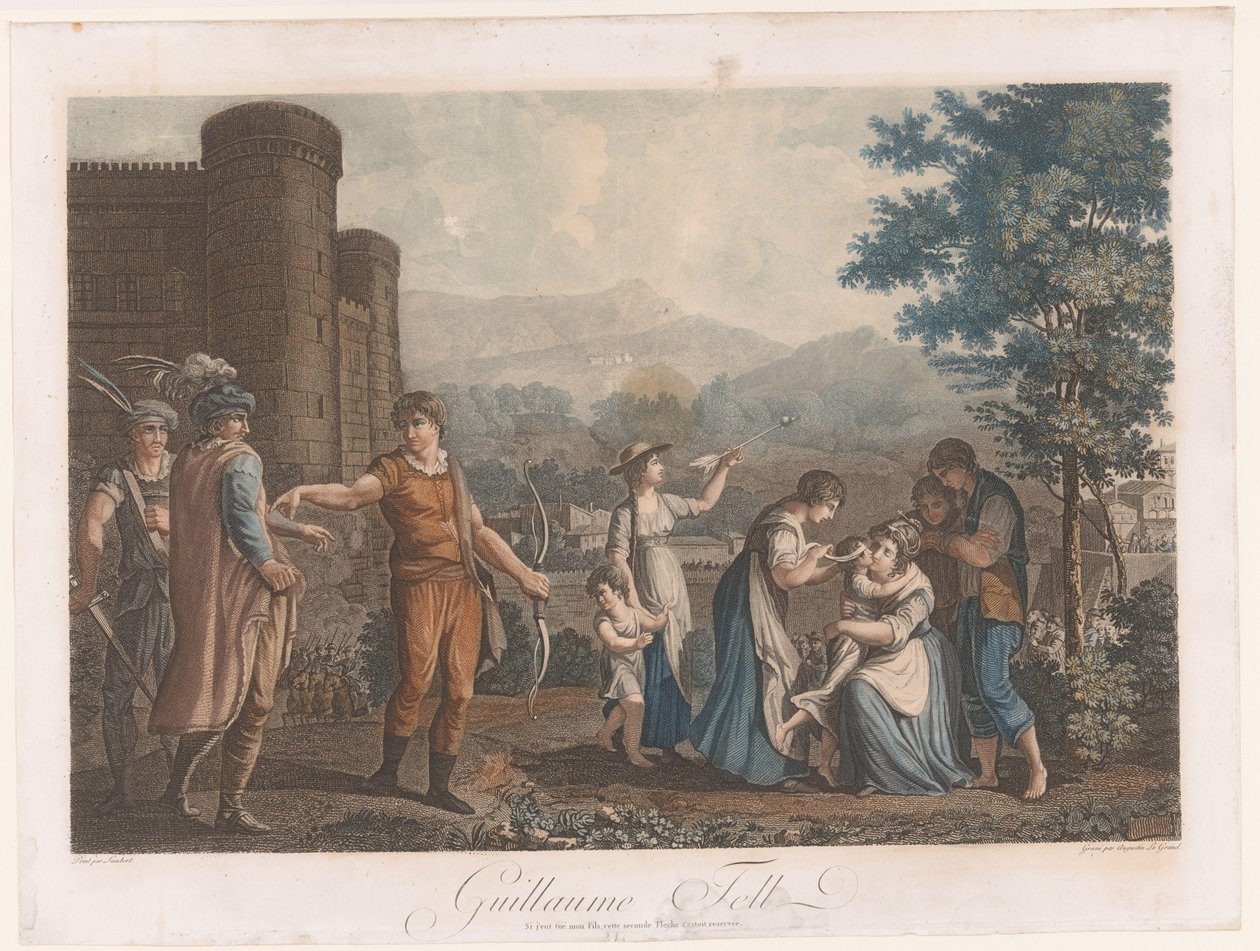 Willem Tell ampumisen jälkeen omenan Guillaume Tell (otsikko esineessä) tekijältä Auguste Claude Simon Legrand