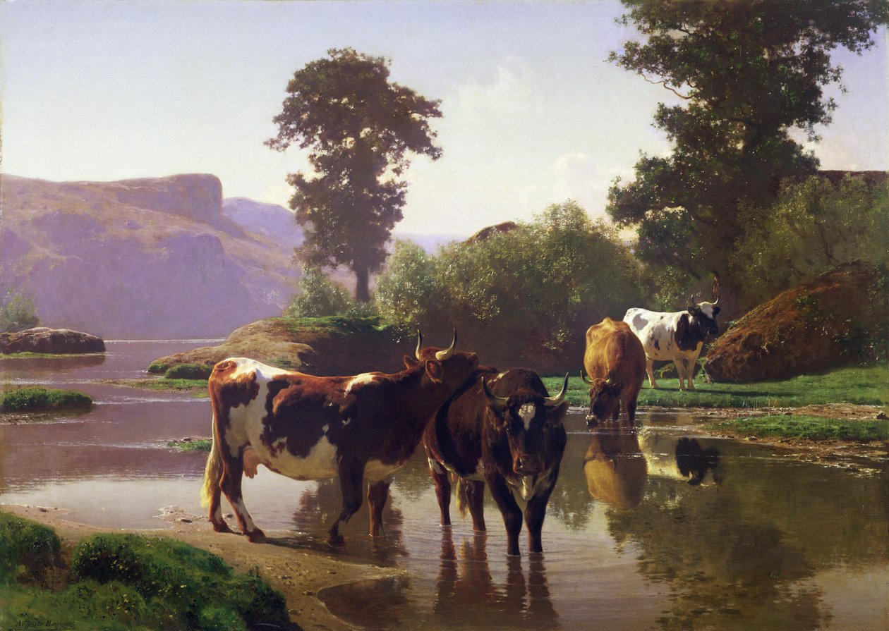 Karja järven rannalla tekijältä Auguste Francois Bonheur