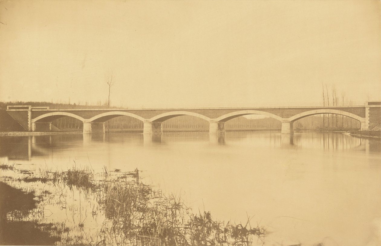 Linja Villeneuve-Saint-Georgesista Montargisiin, Loingin viadukti (Montargisin lähellä). tekijältä Auguste Hippolyte Collard