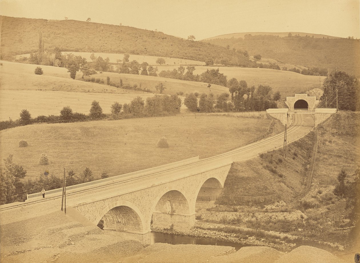 Viadukti Rhims-joen yli, lähellä Hôpitalia. tekijältä Auguste Hippolyte Collard