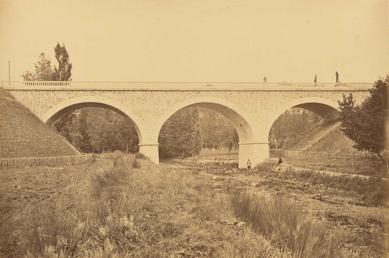 Viadukti Reininjoen yli, lähellä Pradinesia. tekijältä Auguste Hippolyte Collard