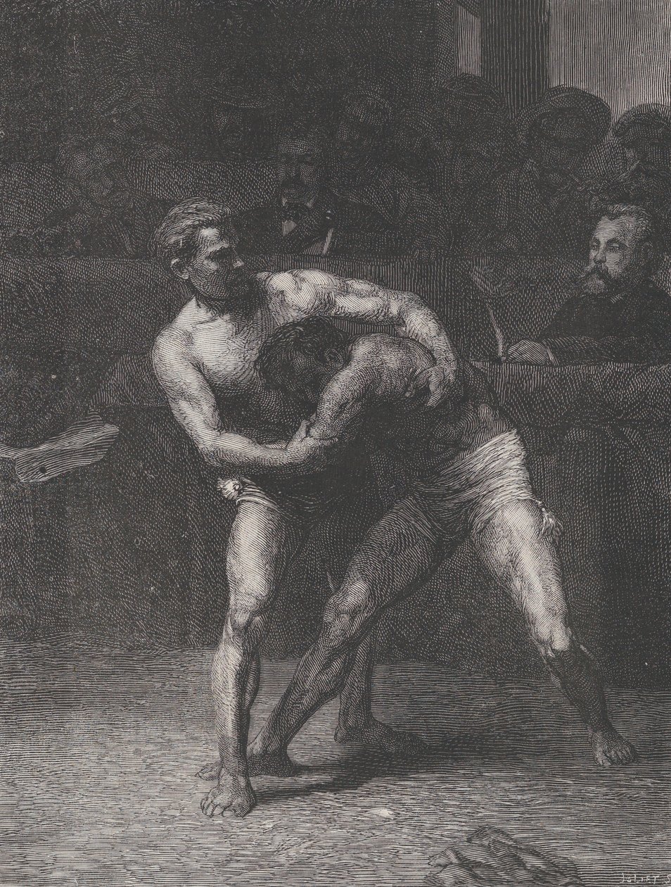 Wrestlers The Wrestlers, Le Monde Illustré, 22. toukokuuta 1875. tekijältä Auguste Joliet