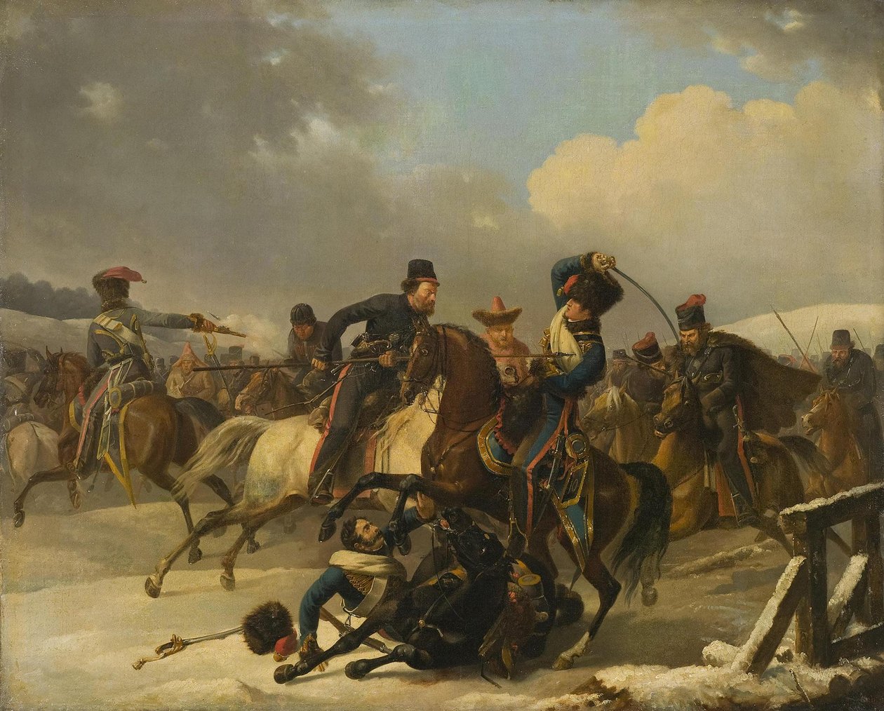 Kasakat ajoivat takaa perääntyviä ranskalaisia sotilaita, 1812, 1827 tekijältä Auguste Joseph Desarnod