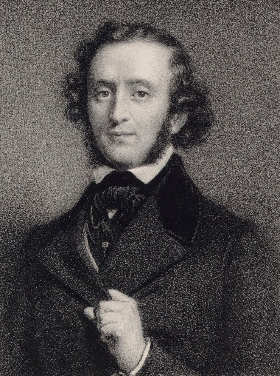 Pianisti ja säveltäjä Felix Mendelssohn Bartholdyn muotokuva 1809-1847. tekijältä Auguste Lemoine