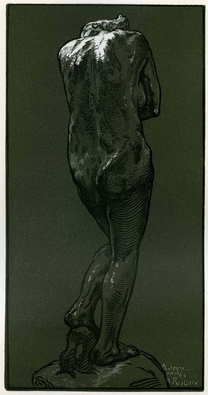 Puupiirros Rodinin patsaan jälkeen, 1898. tekijältä Auguste Louis Lepère