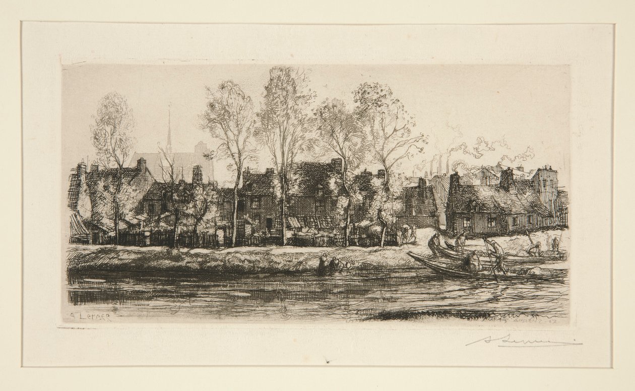 Banks of the Sommen? Amiens (Banks of the Somme at Amiens) tekijältä Auguste Lepere