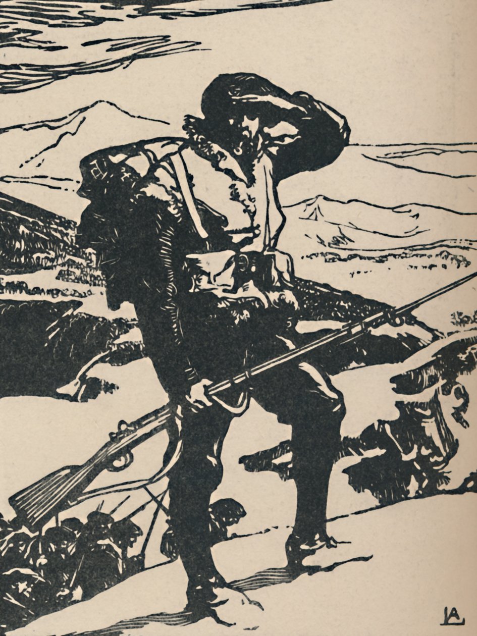 Alpine Hunter katselemassa Reinin tasangolla, 1919 tekijältä Auguste Louis Lepère