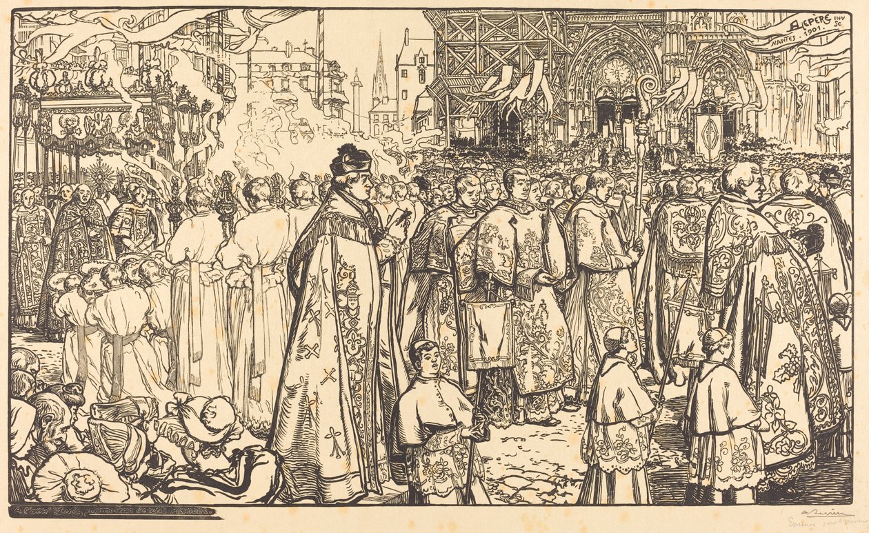 Corpus Christi -kulkue Nantesissa tekijältä Auguste Lepere