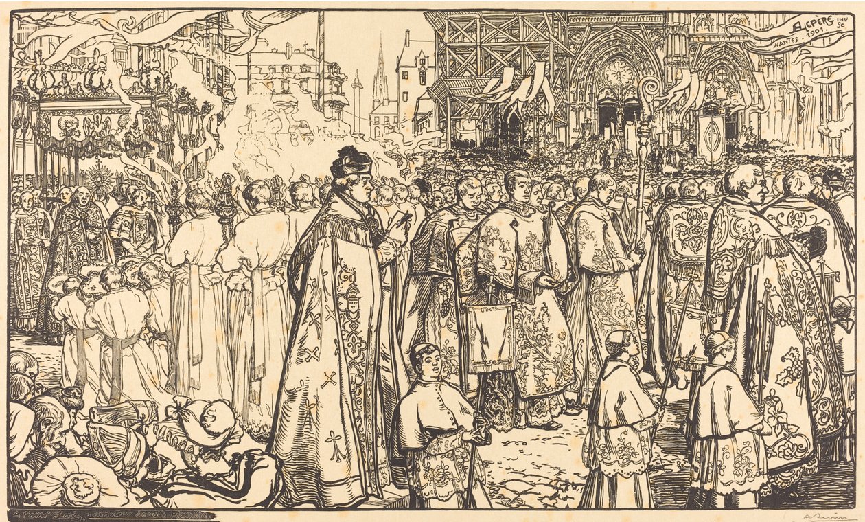 Corpus Christi -kulkue Nantesissa Fete Dieu -kulkue Nantesissa, 1901. tekijältä Auguste Lepere