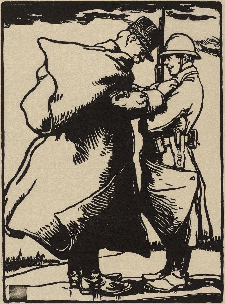 Joffre, Sotilaan isä (puupiirros japanilaiselle mulperipaperille) tekijältä Auguste Lepere