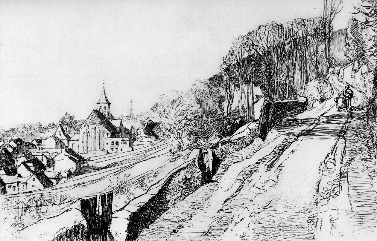 LEglise de St Prix, c1870-1910 1924 tekijältä Auguste Louis Lepère