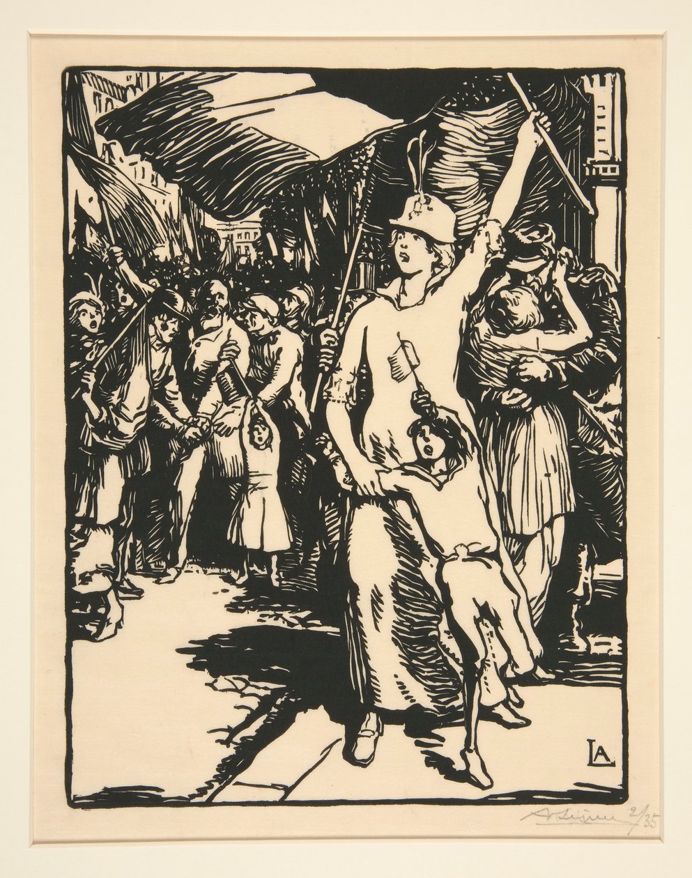 Sota julistetaan, La Guerre de 1914, ensimmäinen sarja, nro. 8 tekijältä Auguste Lepere
