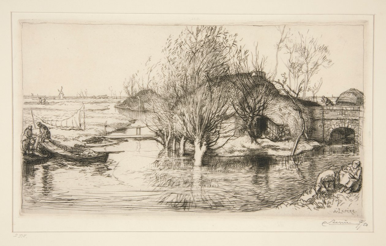 La masure inond?e (Vend?e) (The Flooded Hovel [Vendee]) tekijältä Auguste Lepere