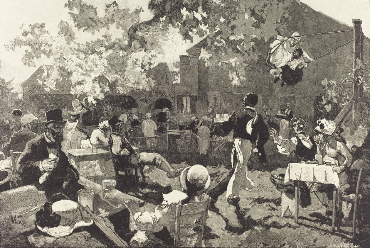 Cabaret du Coq de Bruyère Bois de Meudonissa, 1888. tekijältä Auguste Lepere