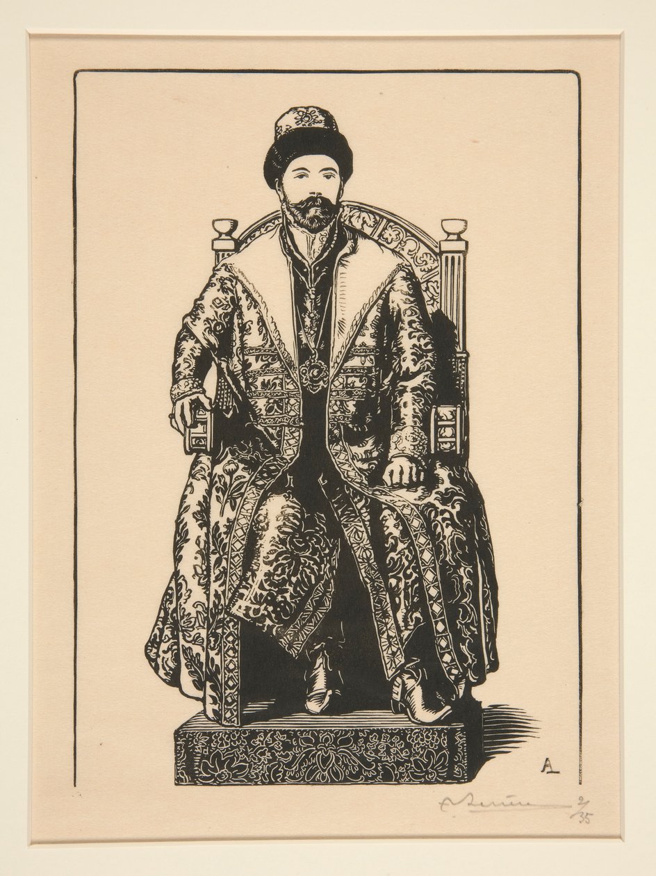 Le Csar en costume de sacre (Tsaari kruunausvaatteissa), La Guerre de 1914, ensimmäinen sarja, nro 3 tekijältä Auguste Lepere