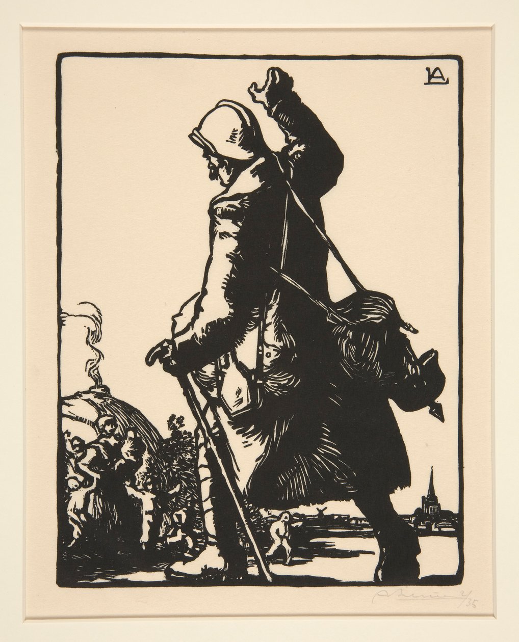 Soldier on Leave, elokuvasta The War of 1914, ensimmäinen sarja, nro 16 tekijältä Auguste Lepere