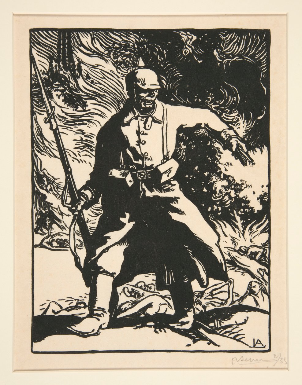 Preussilainen sotilas, vuoden 1914 sodasta, ensimmäinen sarja, nro. 10 tekijältä Auguste Lepere