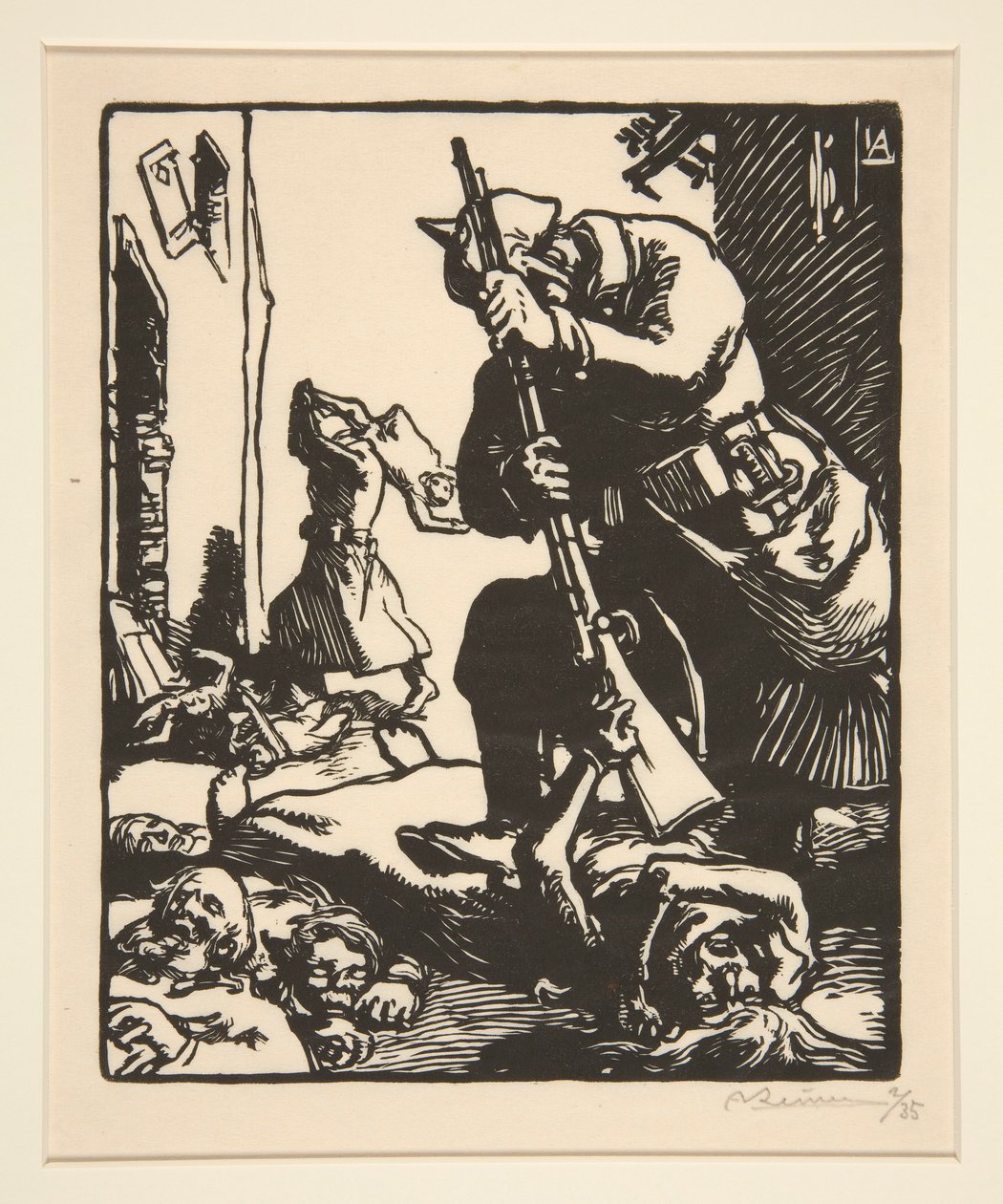 Les prussiens massacreurs (The Preussian Slaughterers), La Guerre de 1914, ensimmäinen sarja, nro 13 tekijältä Auguste Lepere