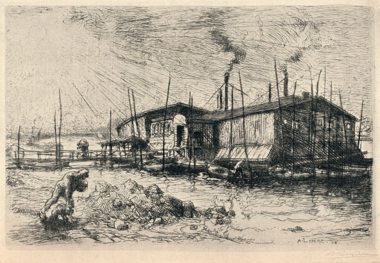 Vanhat pesuveneet Grenellessä, 1915 tekijältä Auguste Louis Lepère