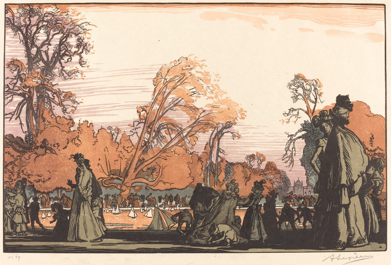 Lampi Tuileriesissa (Le bassin des Tuileries) tekijältä Auguste Lepere