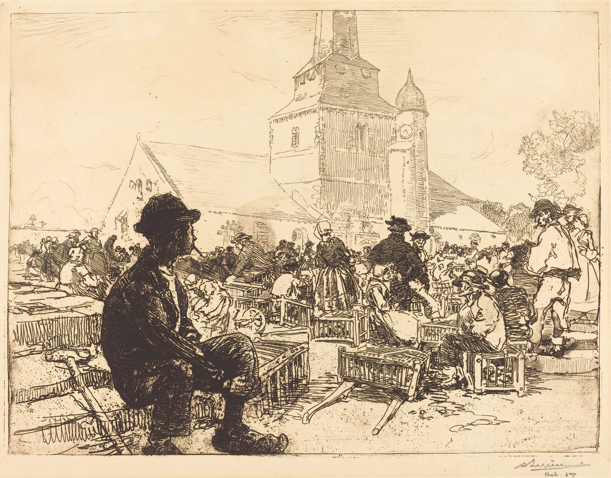Siipikarjatori St.-Jean-de-Montissa tekijältä Auguste Lepere