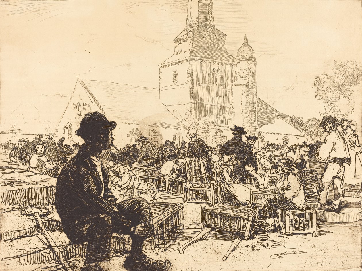 Siipikarjatori St.-Jean-de-Montissa St.-Jean-de-Montissa 1892. tekijältä Auguste Lepere