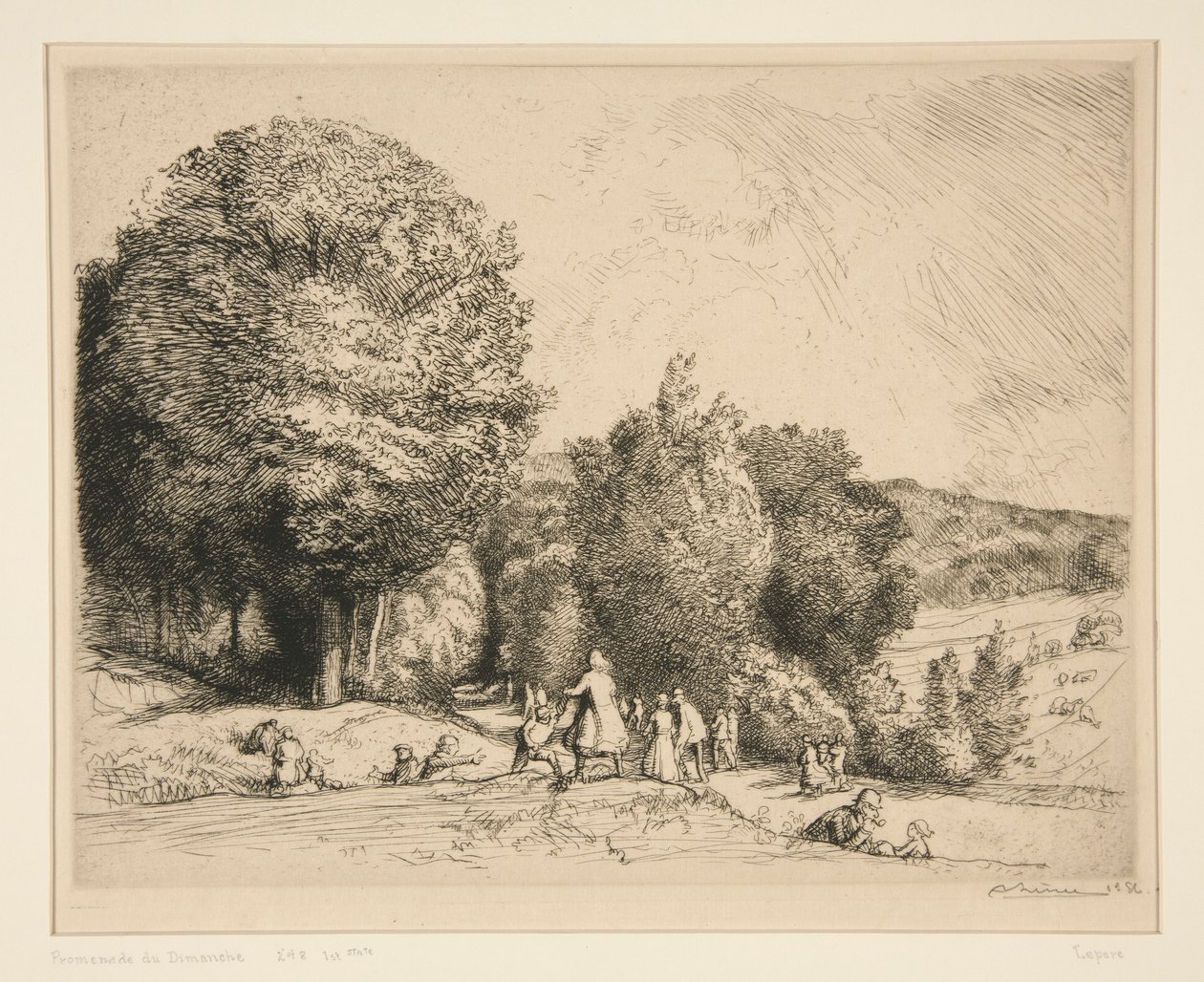 Sunday Walk (Cr?c?sur-le-Grand) (Sunday Walk [Crecoeur-le-Grand]) tekijältä Auguste Lepere