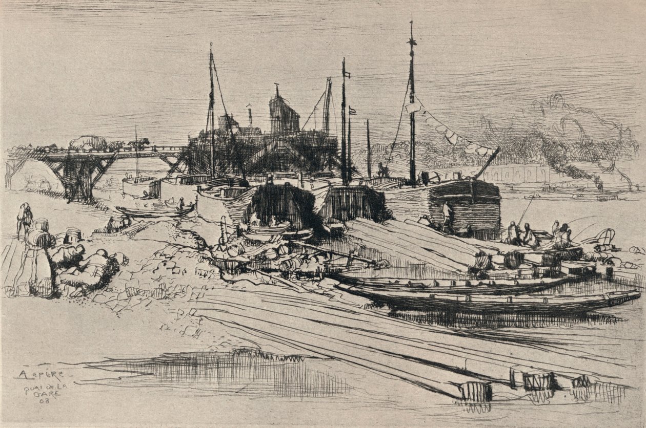 Julkinen kaatopaikka, Station Quay, 1915 tekijältä Auguste Louis Lepère