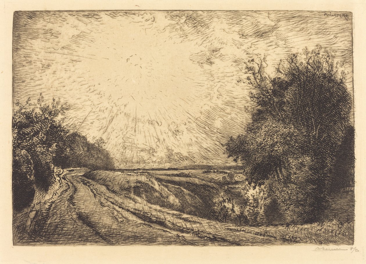 Reitti La Houssoye, Crevecoeur-le-Grand (Route de La Houssoye, Crevecoeur) tekijältä Auguste Lepere