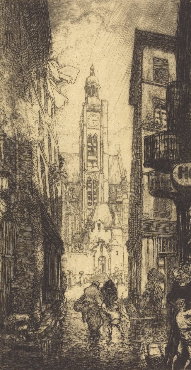 Rue de la Montagne-Sainte-Genevieve, Pariisi, 1906. tekijältä Auguste Lepere
