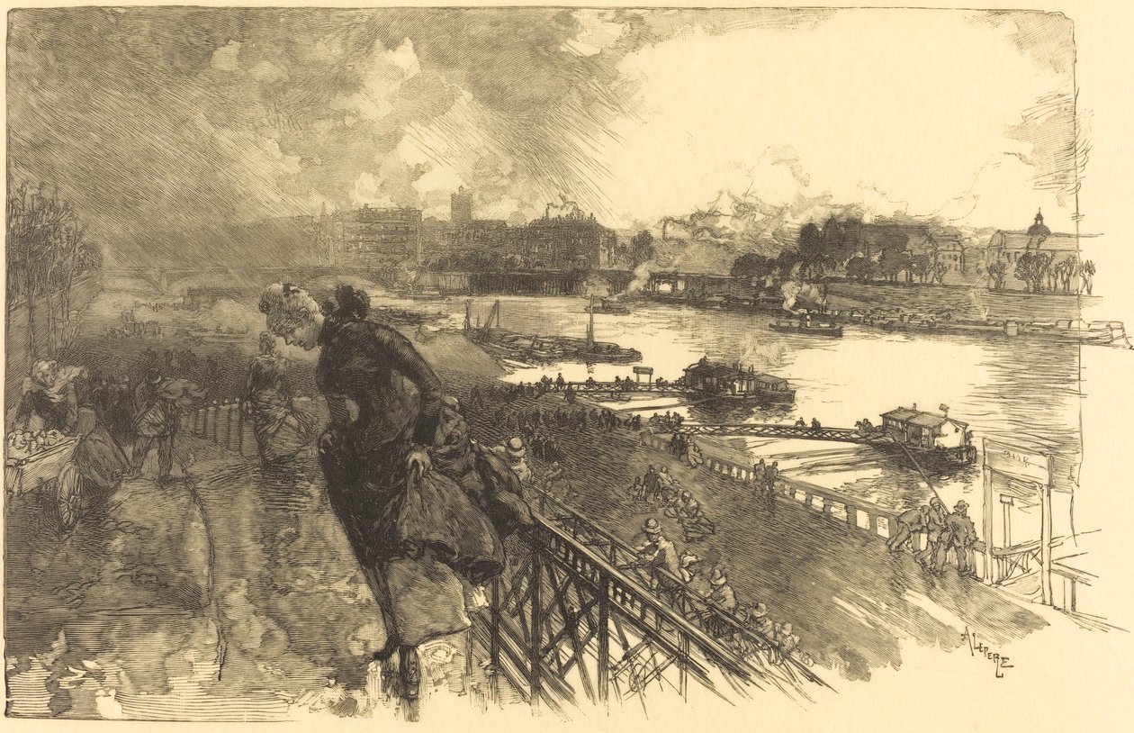 Seine lähellä Austerlitzin siltaa, 1888. tekijältä Auguste Lepere