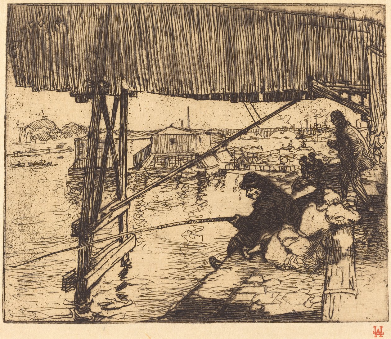 Bercyn sillan alla (Sous le pont de Bercy) tekijältä Auguste Lepere