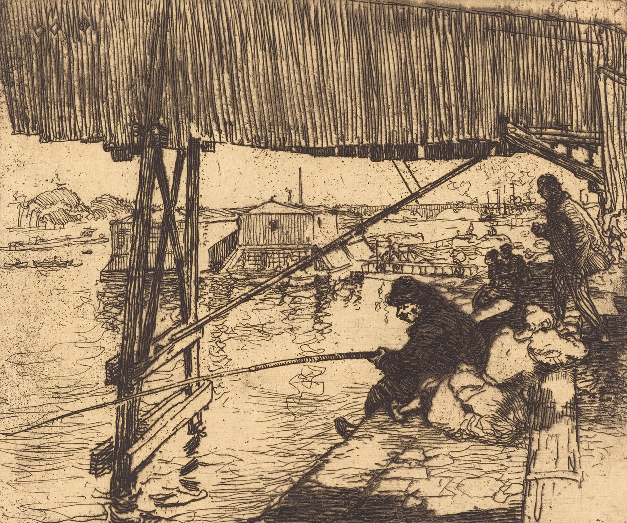 Bercyn sillan alla Sous le pont de Bercy, 1894. tekijältä Auguste Lepere