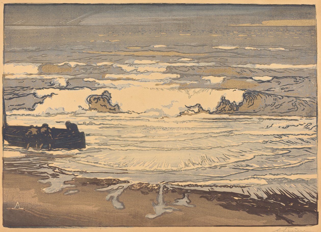 Unfurled Waves, syyskuun 1901 tulva (Les lames deferlent, maree de Septembre 1901) tekijältä Auguste Lepere