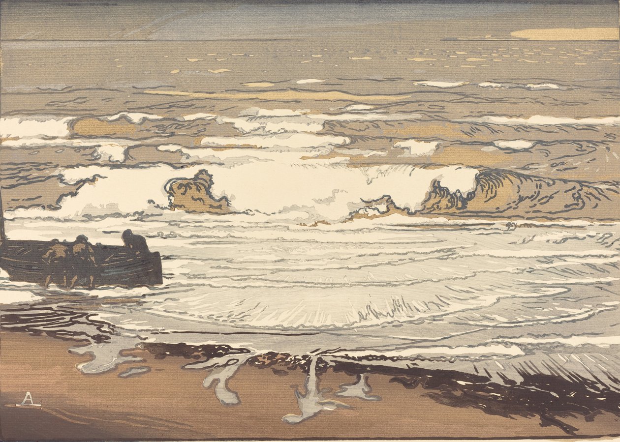 Unfurled Waves, syyskuun tulva, 1901 Les Vagues deferlent, 1901. tekijältä Auguste Lepere