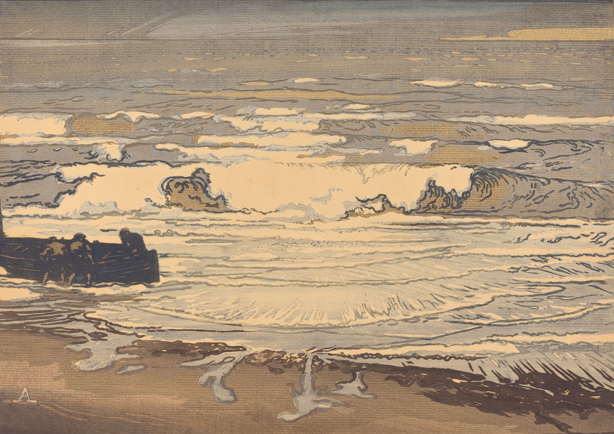 Unfurled Waves, syyskuun 1901 tulva Les lames deferlent,maree de Septembre 1901, 1901. tekijältä Auguste Lepere