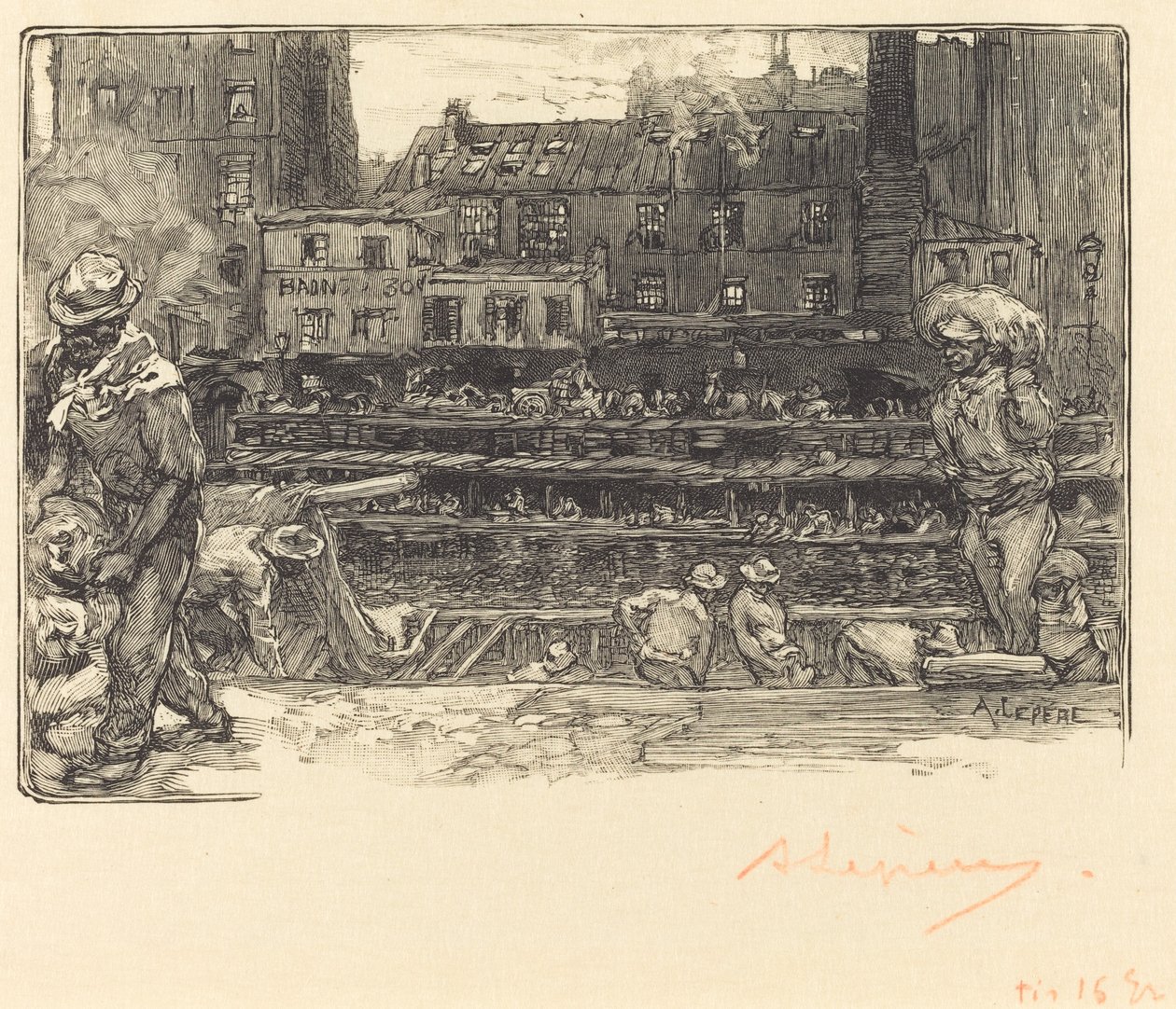 Purkaminen, Canal St. Martin tekijältä Auguste Lepere