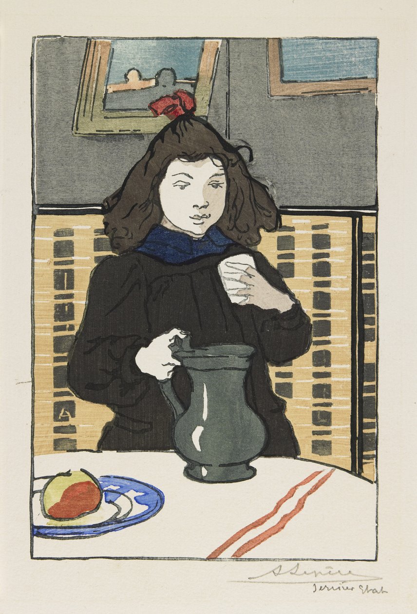 Nuori tyttö kannun kanssa, 1890 tekijältä Auguste Louis Lepère