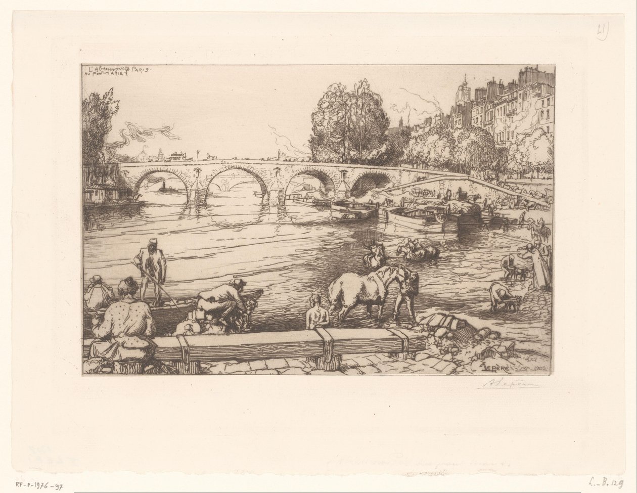 Näkymä Pont Marielle hahmoineen Seine-joella L