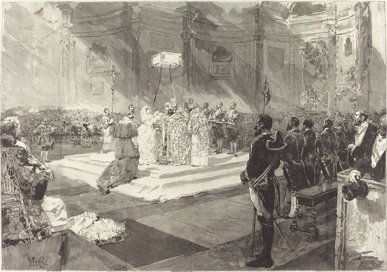 Kuninkaallinen kaste Espanjan hovissa tekijältä Auguste Lepère after Daniel Vierge