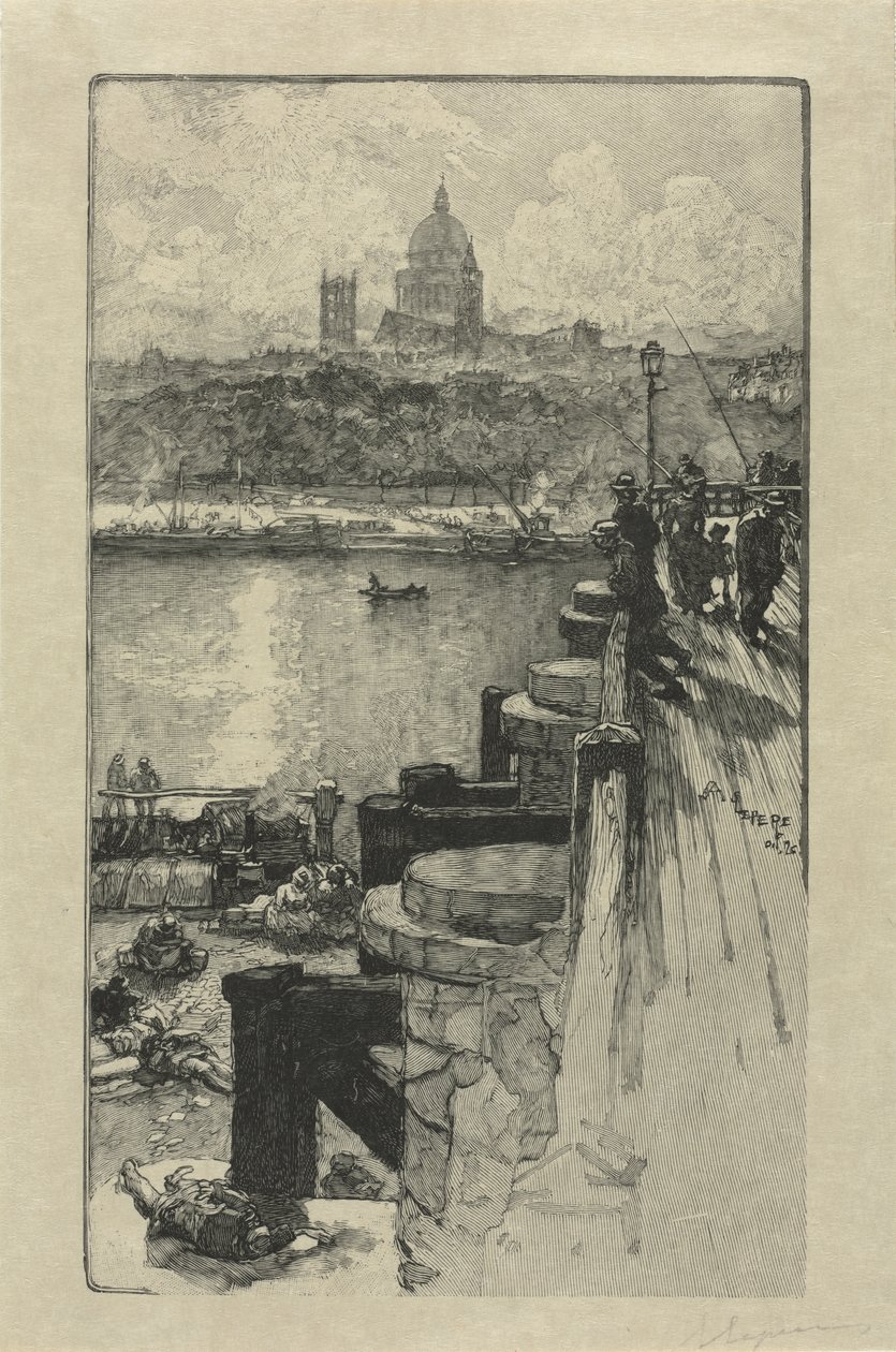[Kalastajat laiturilla, Pariisi] tekijältä Auguste Louis Lepère