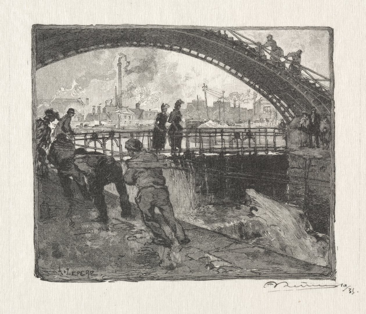 Canal St. Martinin sulku tekijältä Auguste Louis Lepère