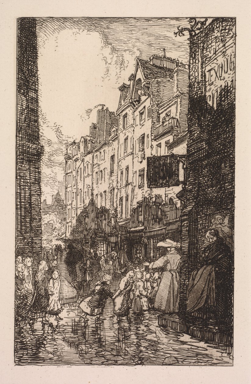 La Biévre, Les Gobelins, Saint-Séverin: Saint-Séverinin alue: Rue des Prêtres Saint-Séverin tekijältä Auguste Louis Lepère