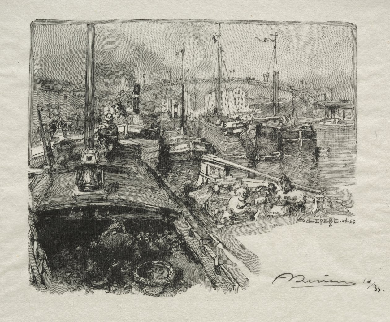 Bassin de la Villette tekijältä Auguste Louis Lepère